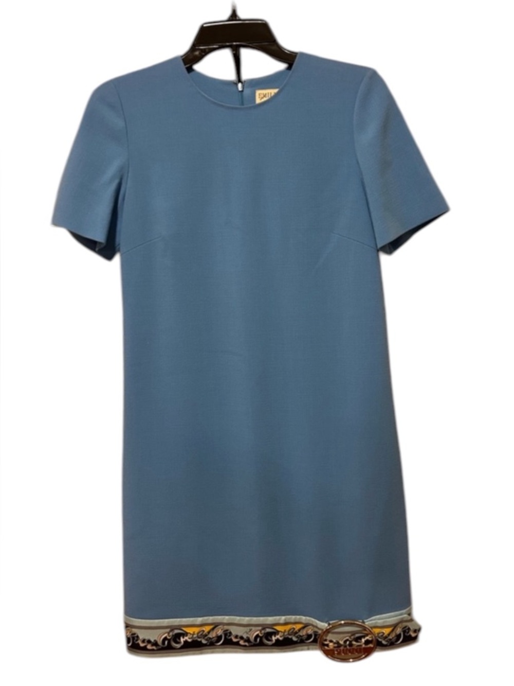 Vintage Emilio Pucci Sky Blue Midi Dress with Artistic Hem